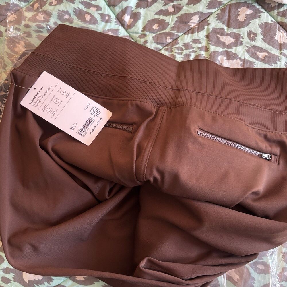 NWT Athleta Venice High Rise Wide Leg Pant Woodland Brown Large Petite UPF 40 - Picture 7 of 10